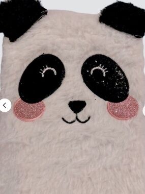 Old East Main Co Multicolored Panda Bear Face Plush Notebook (6" X 9" X 1")